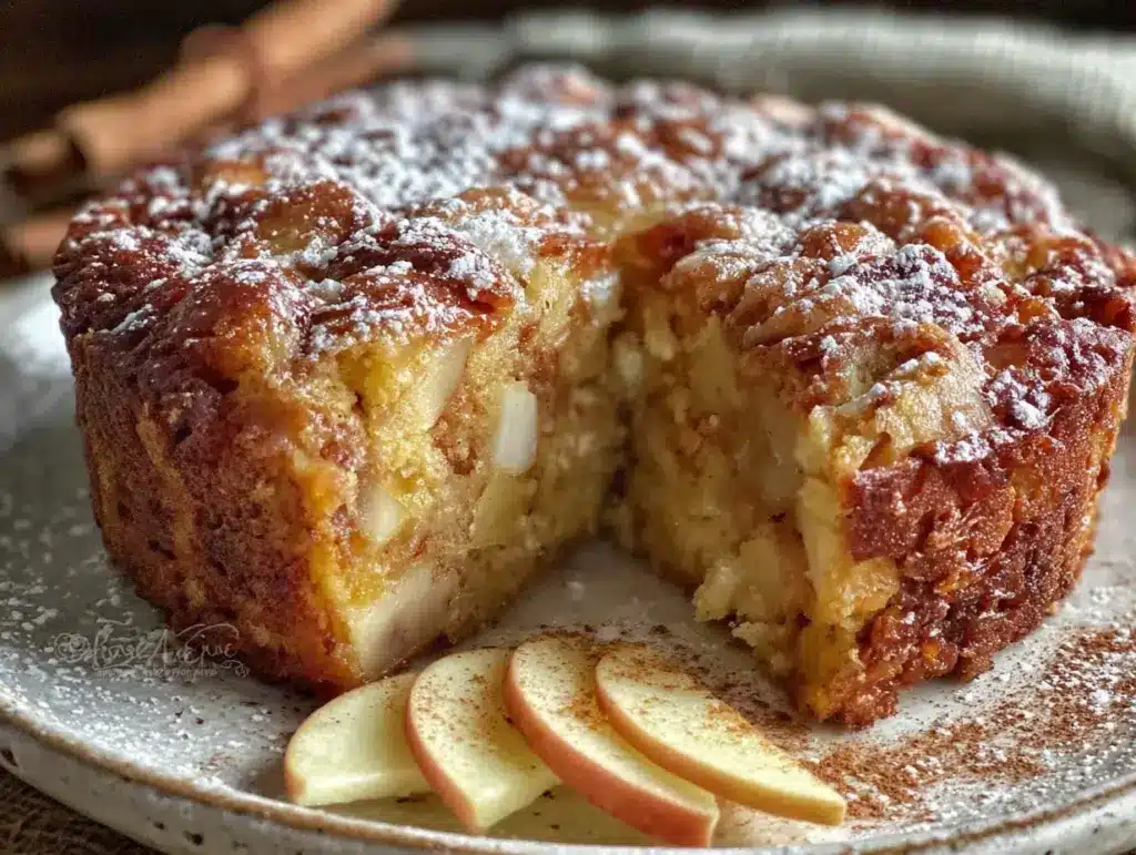 moelleux gâteau aux pommes et cannelle de Normandie - featured image