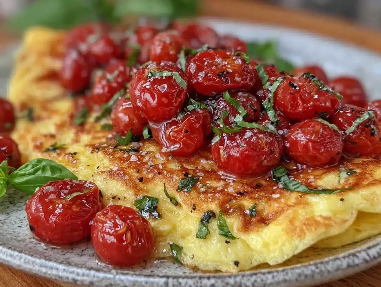 omelette rapide aux tomates cerises et basilic frais preparation steps