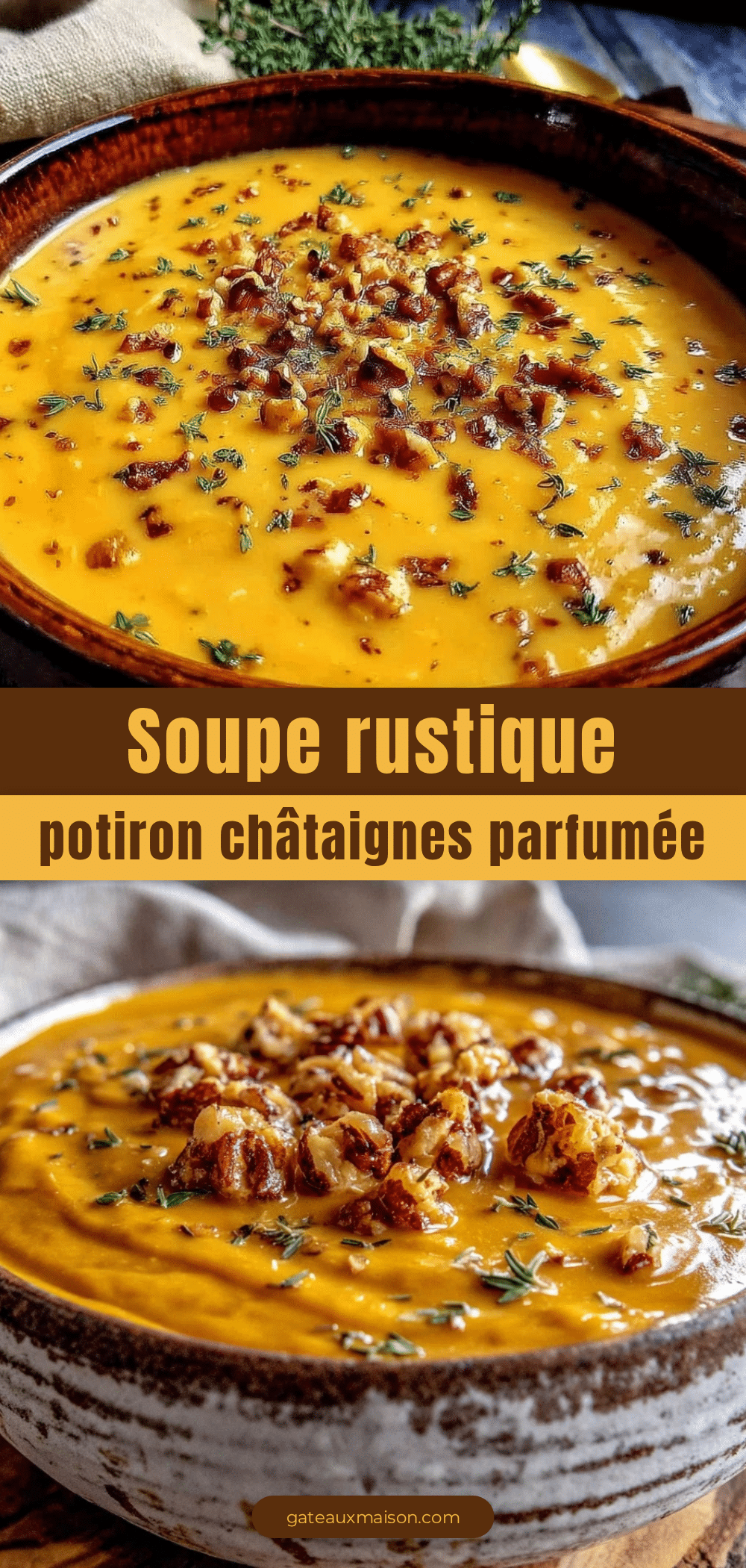soupe rustique de potiron et châtaignes recipe