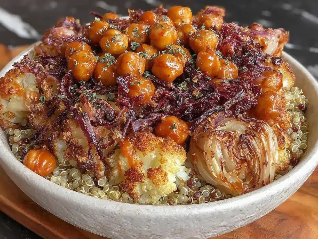 Bol quinoa pois chiches faible IG preparation steps