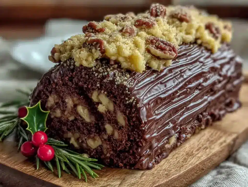 bûche de Noël chocolat-praliné - featured image