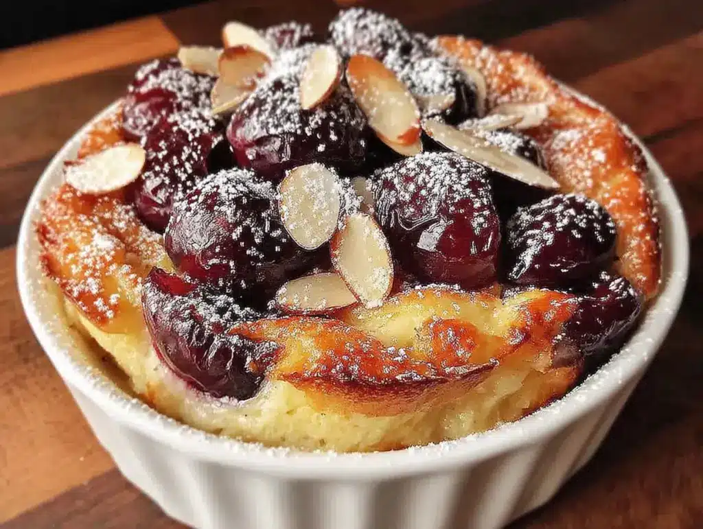 clafoutis aux prunes et amandes effilées - featured image