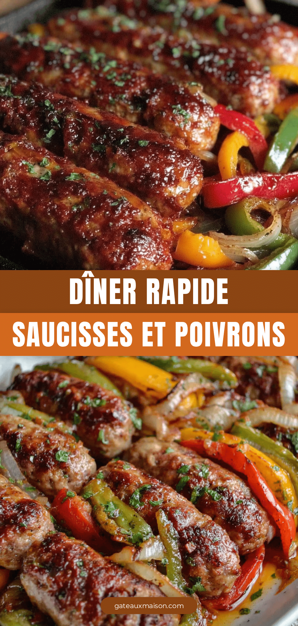 dîner rapide saucisses et poivrons sur plaque recipe