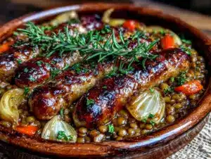dîner réconfortant saucisses et lentilles en un seul pot - featured image