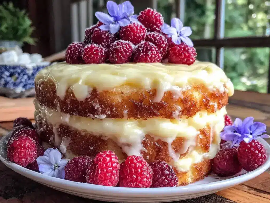 gâteau anniversaire vanille framboise crémeux - featured image
