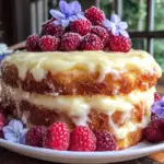 gâteau anniversaire vanille framboise crémeux - featured image