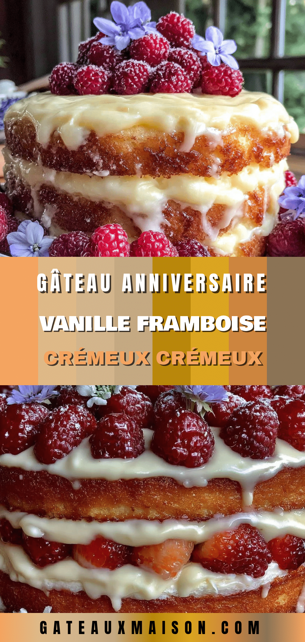 gâteau anniversaire vanille framboise crémeux recipe