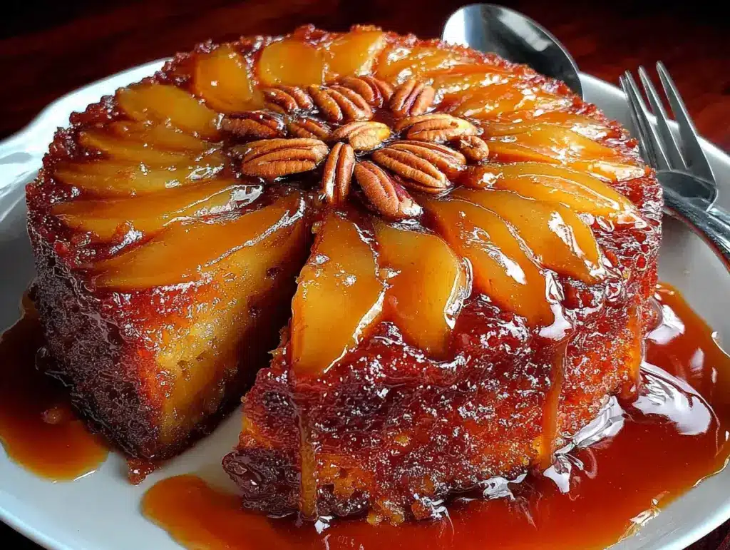 gâteau renversé poire épicée noix - featured image