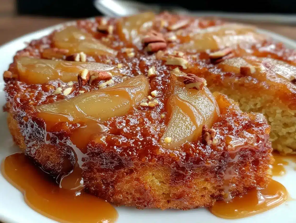 gâteau renversé poire épicée noix preparation steps