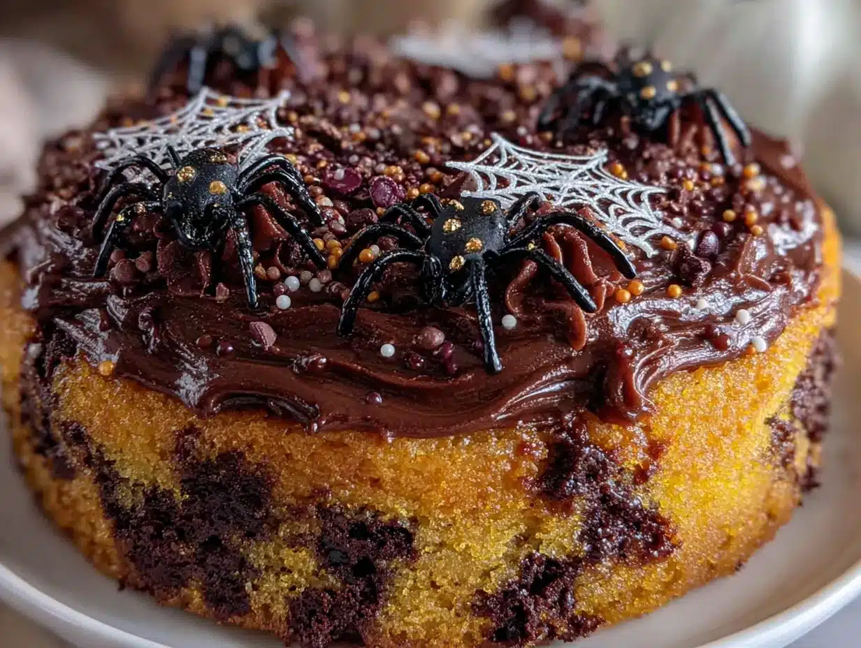 gâteau velours halloween orange noir preparation steps