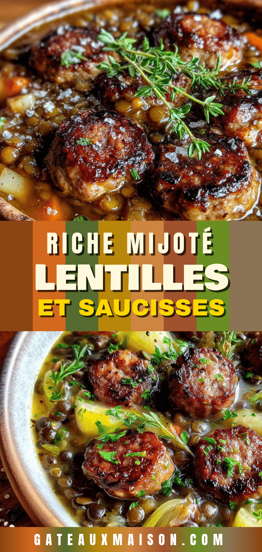 mijoté de lentilles vertes et saucisses fumées recipe