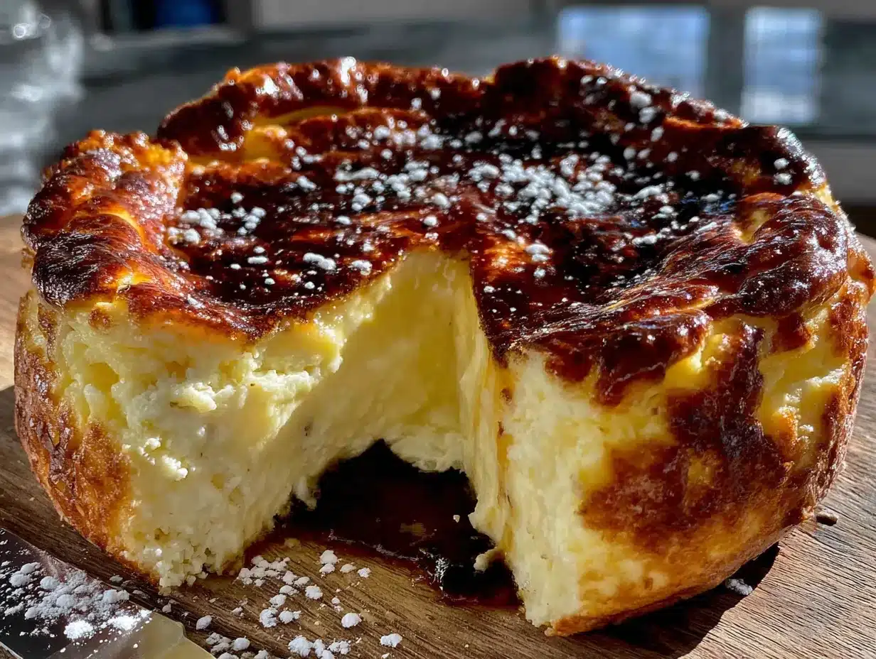 Parfait cheesecake basque traditionnel au four preparation steps