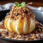 poires fondantes au chocolat et crumble à l’avoine - featured image