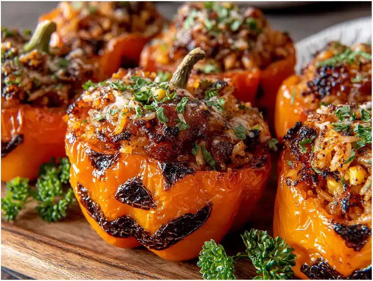poivrons farcis citrouille halloween preparation steps