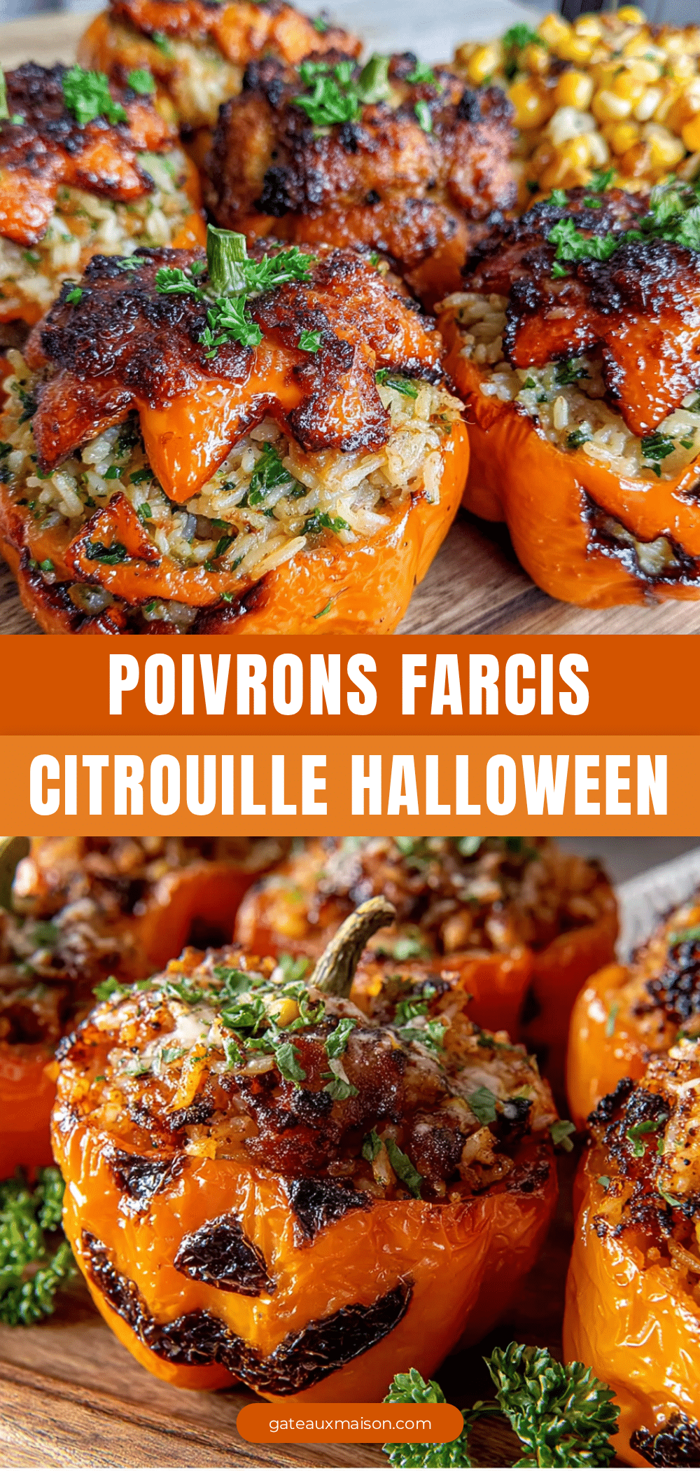poivrons farcis citrouille halloween recipe