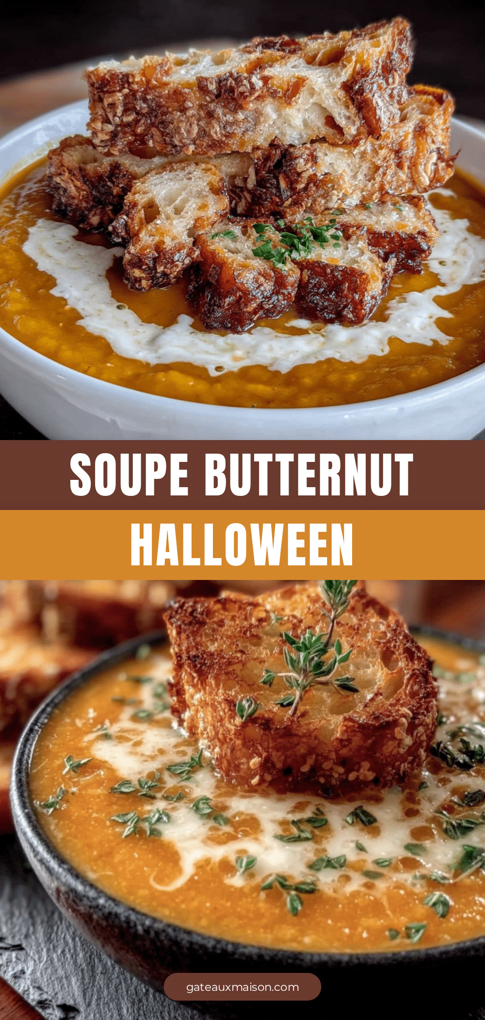 soupe butternut halloween crémeuse et effrayante recipe
