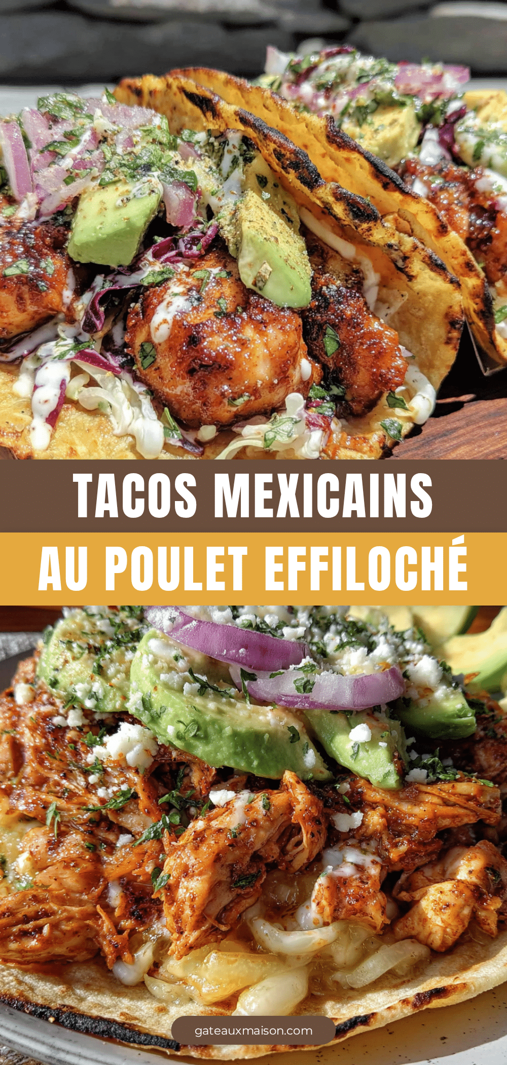 tacos mexicains au poulet effiloché recipe
