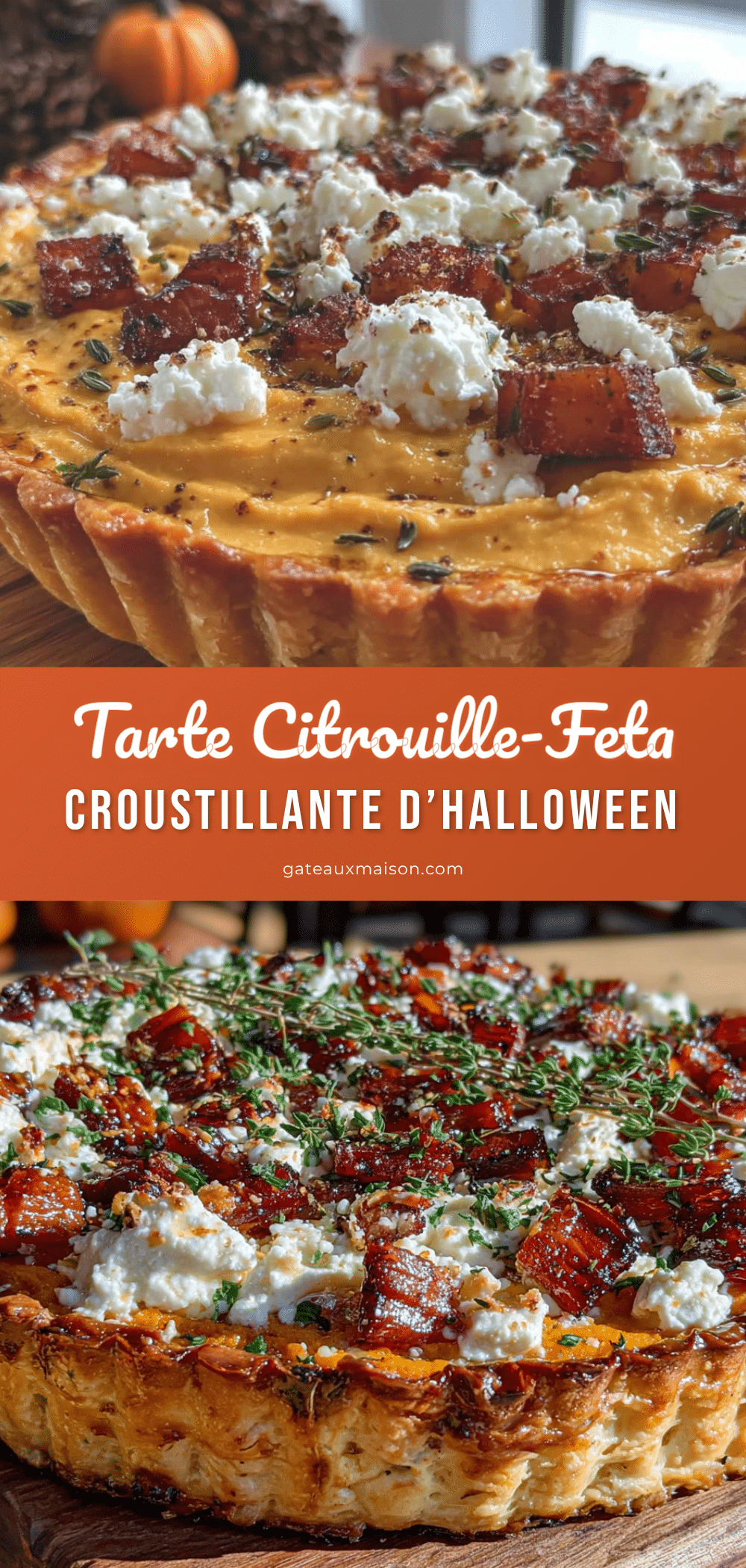 tarte croustillante potiron-feta halloween recipe