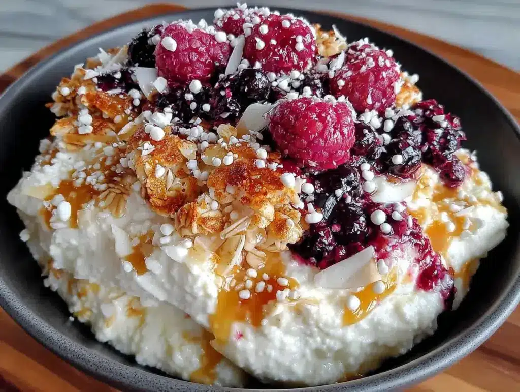 bol protéiné crémeux au fromage blanc et granola - featured image