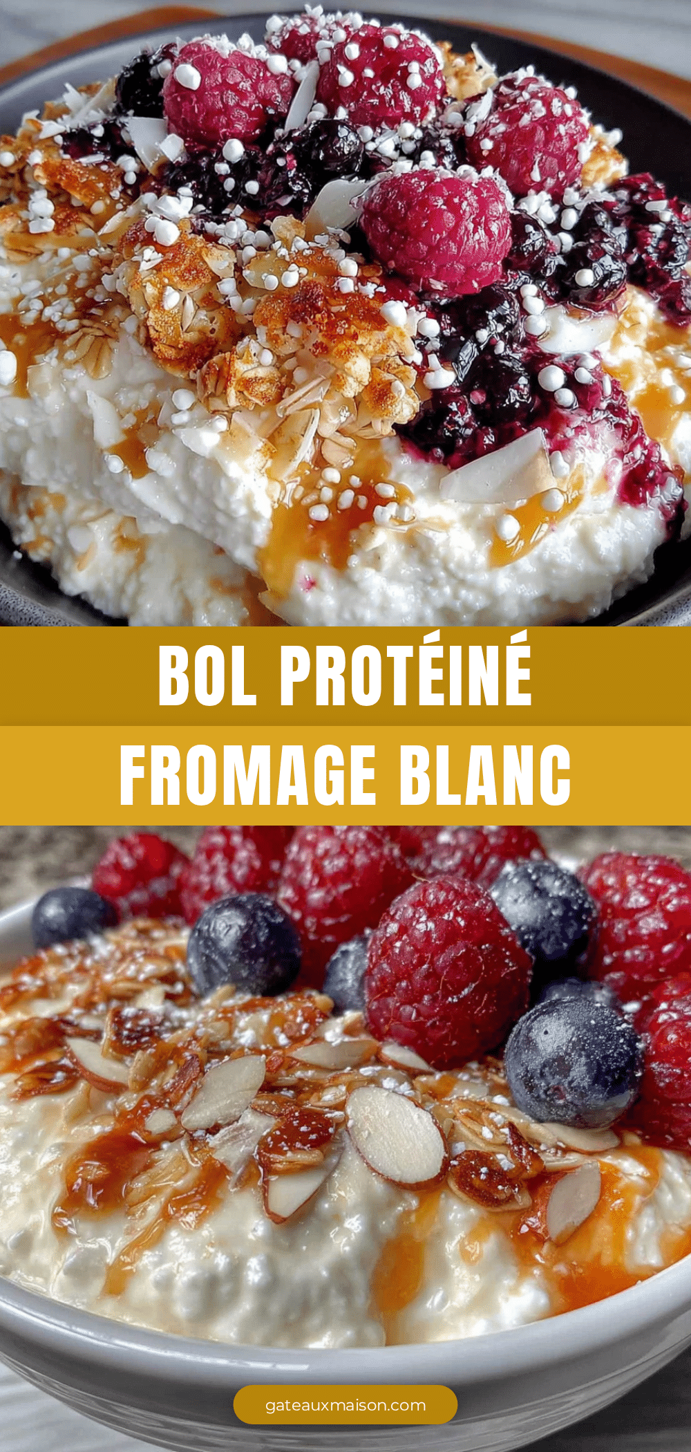 bol protéiné crémeux au fromage blanc et granola recipe