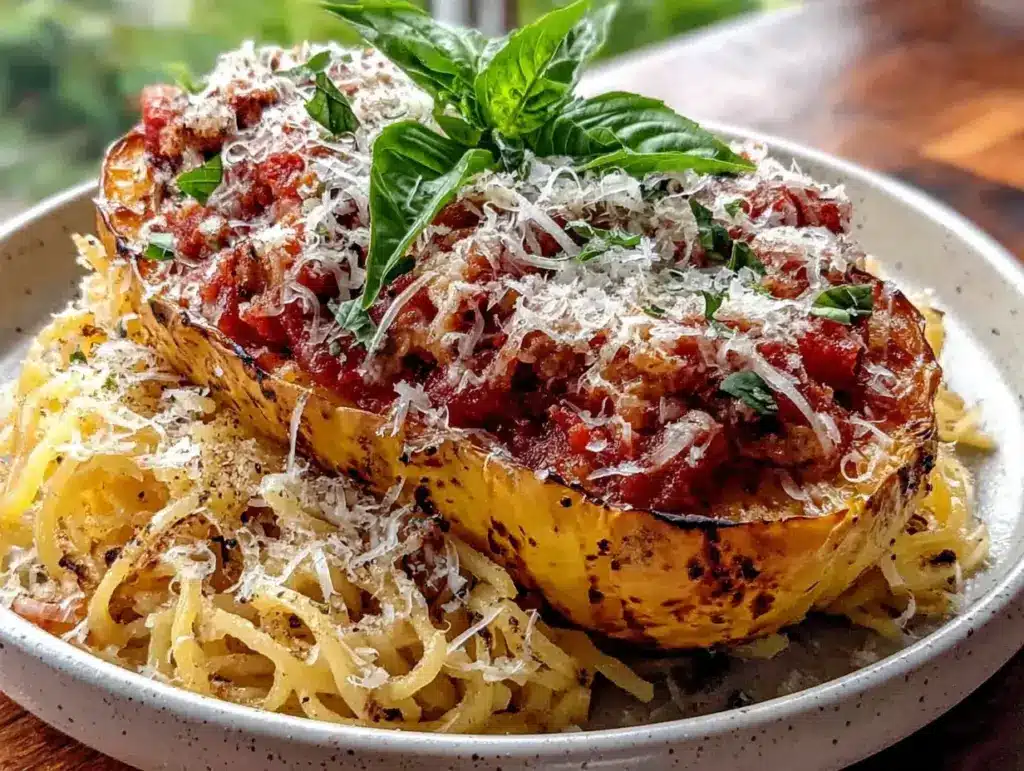 courge spaghetti rôtie sauce tomate-basilic - featured image