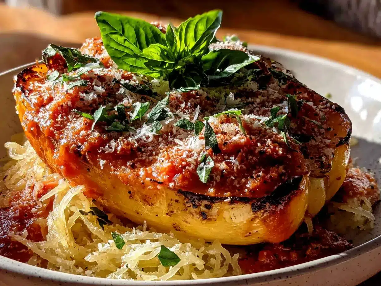 courge spaghetti rôtie sauce tomate-basilic preparation steps