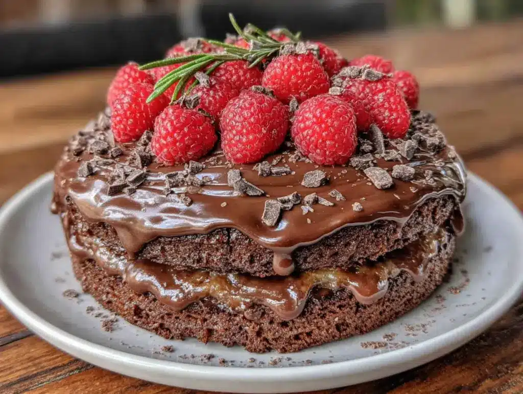 gâteau chocolat framboise trois étages - featured image