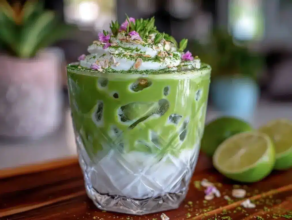 matcha latte glacé crémeux - featured image