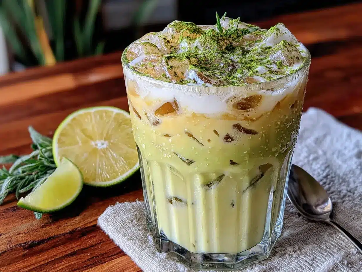 matcha latte glacé preparation steps