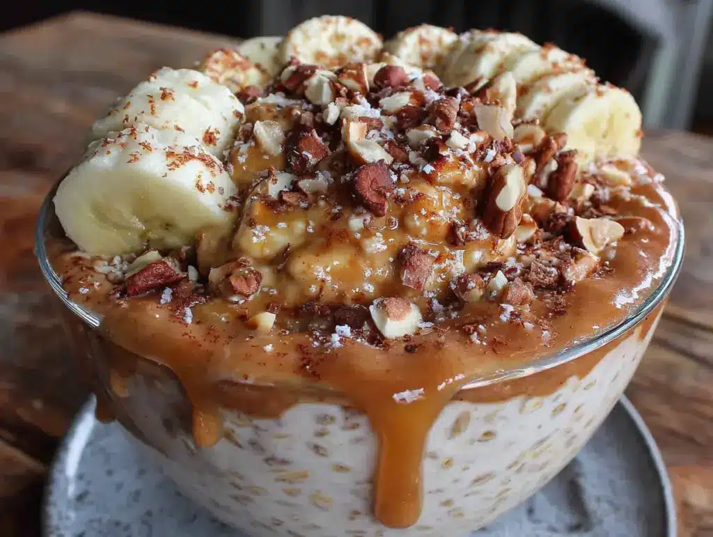 overnight oats banane cacahuète - featured image