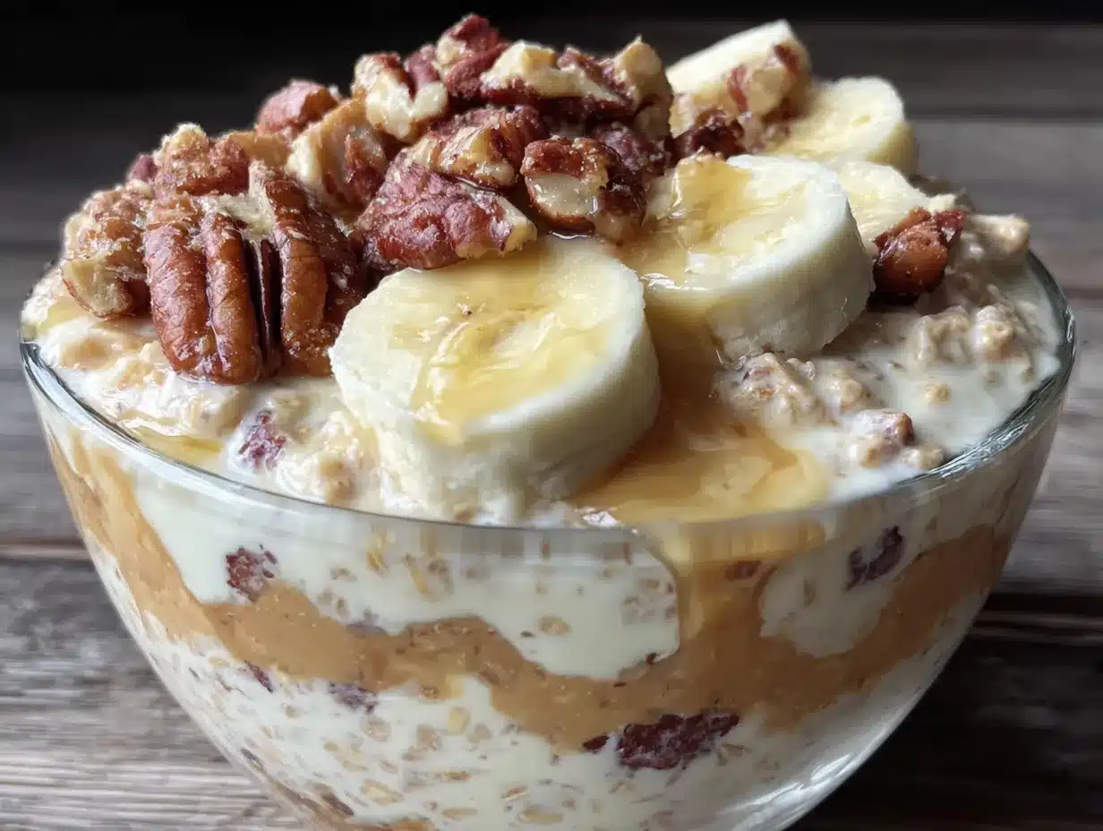 overnight oats banane cacahuète preparation steps