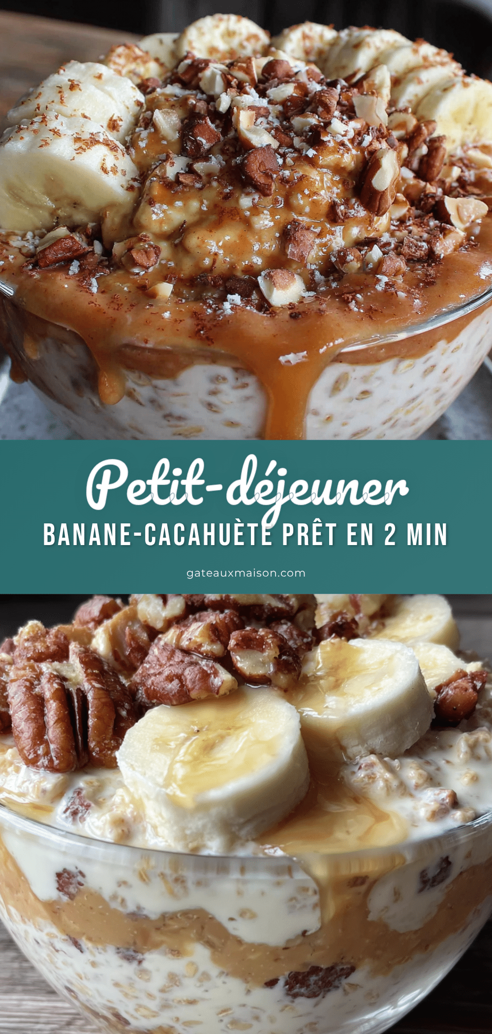 overnight oats banane cacahuète recipe