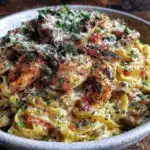 pâtes crémeuses au poulet et champignons express - featured image