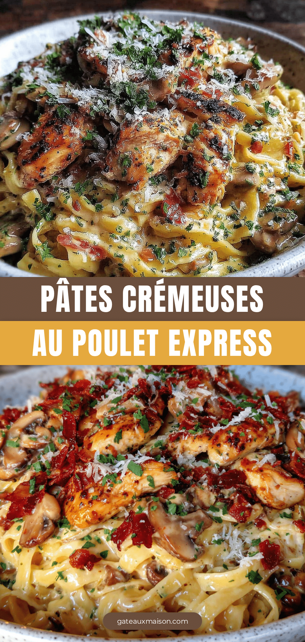 pâtes crémeuses au poulet et champignons express recipe