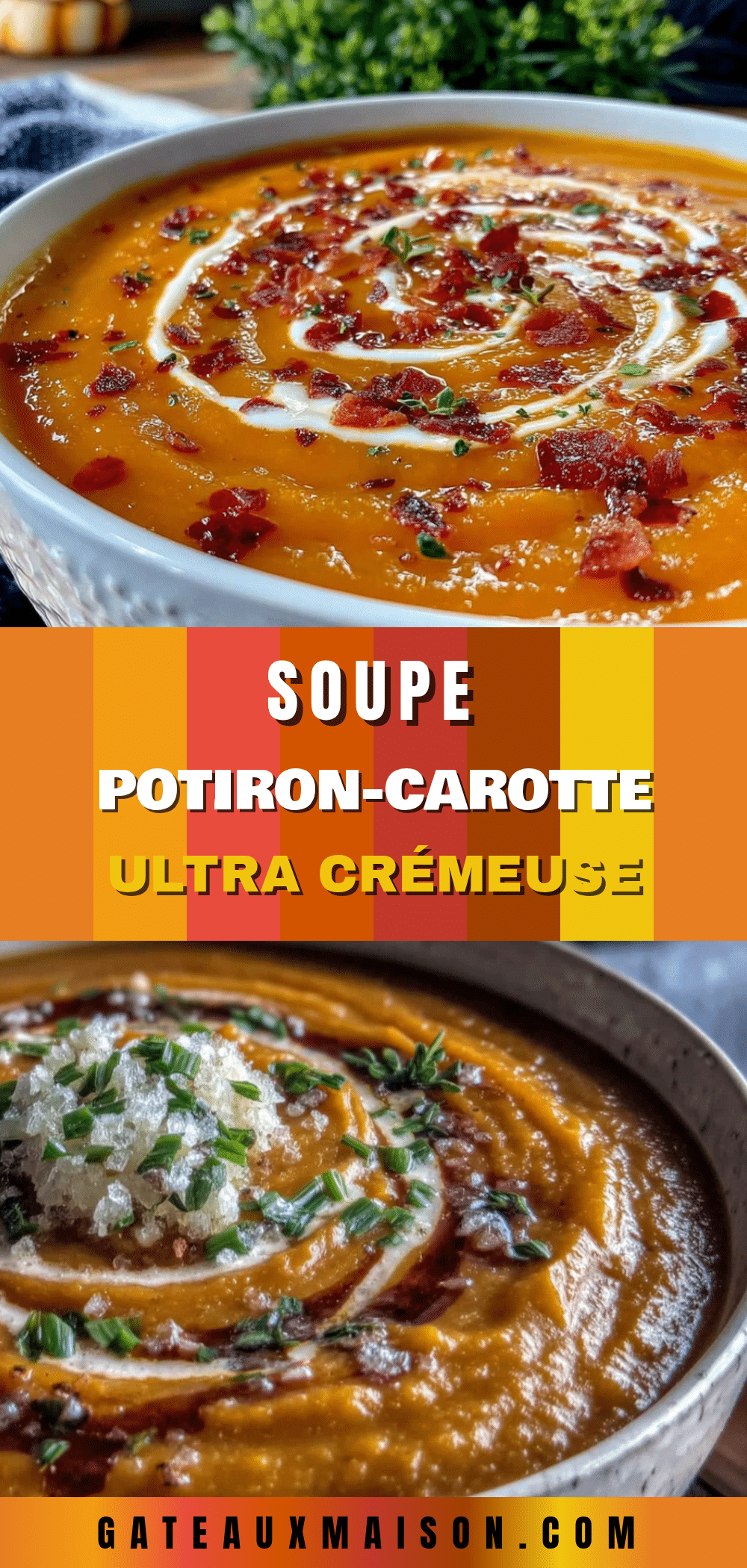 Soupe potiron-carotte à la crème recipe